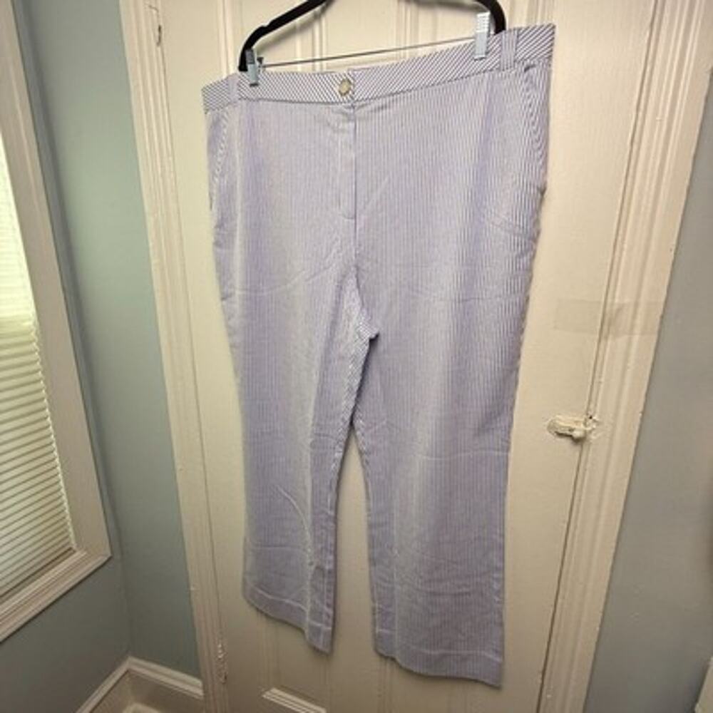 Isaac Mizrahi Live Yacht Club Seersucker Ankle Pants Womens 2X Tall Striped NWOT
